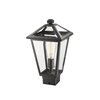 Z-Lite Talbot 1 Light Outdoor Post Mount Fixture, Black & Clear Beveled 579PHMS-BK